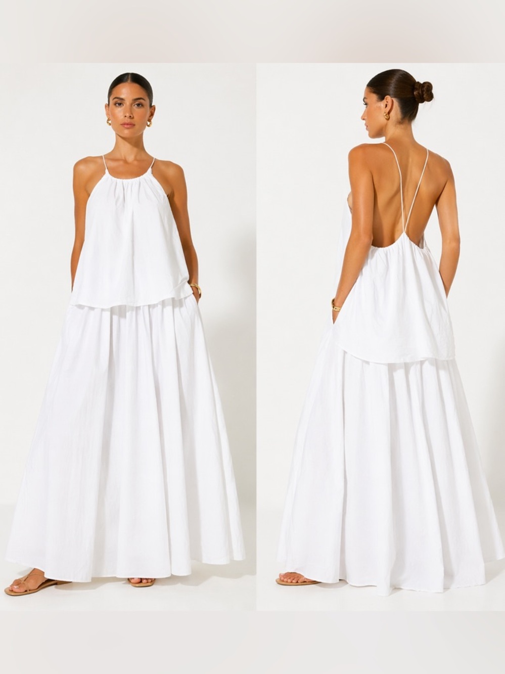 Paper London Corine White Maxi Dress Cotton Poplin Open Back Minimalist Resort 2